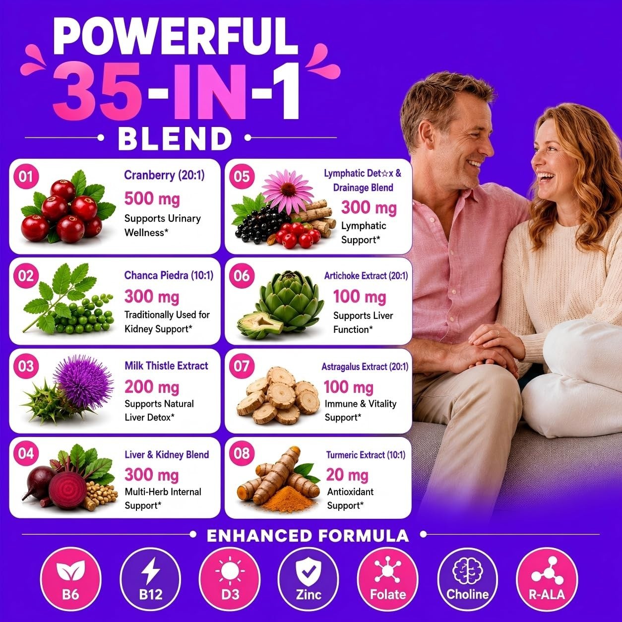 35-in-1 Detox Drops for Kidney & Liver Cleanse – Vegan Lymphatic Support, 4 FL O