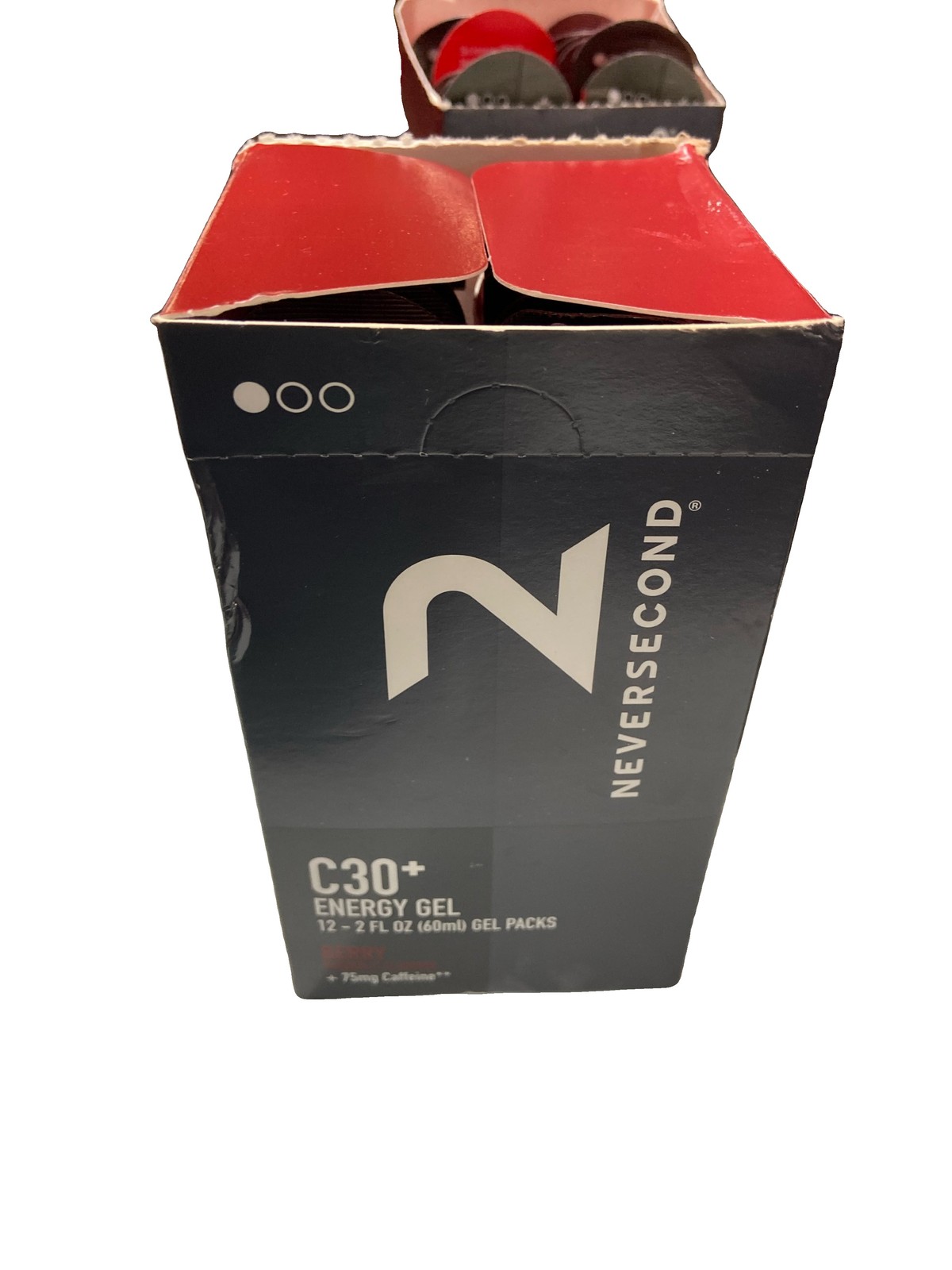 Neversecond C30+ Energy Gel 75mg Caffeine (Berry Flavor, 12-Count Pack) EXP 1/28