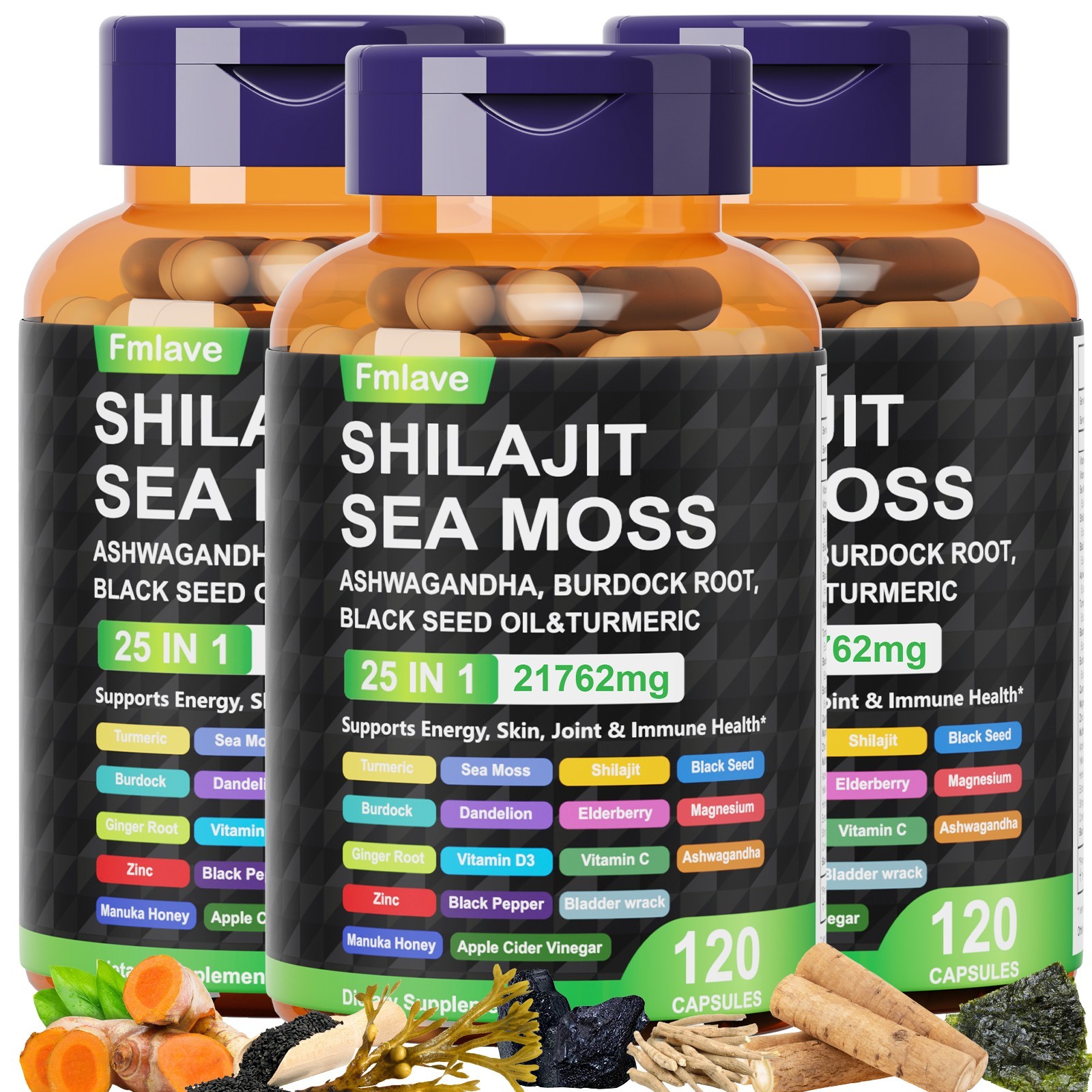 Certified Organic Sea Moss Capsules – Irish Sea Moss Bladderwrack Burdock Root