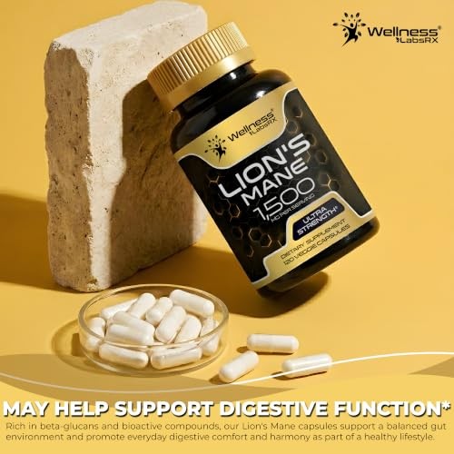 Organic Lions Mane Mushroom Capsules, 120 Count – Brain Focus, Memory, Cognitive