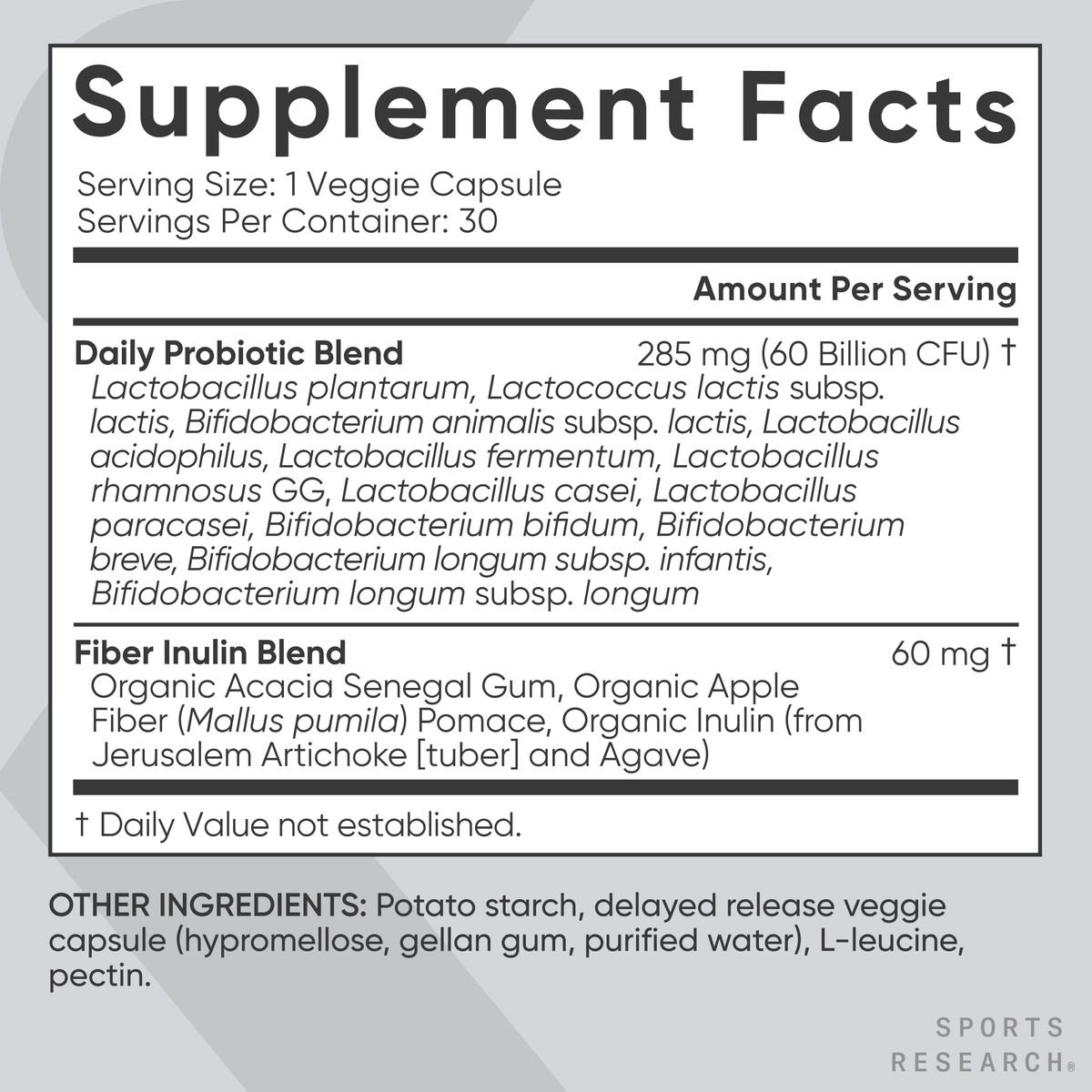 Daily Probiotics w/ Prebiotics 60 Billion CFU Vegan Gut & Digestive Health 30ct