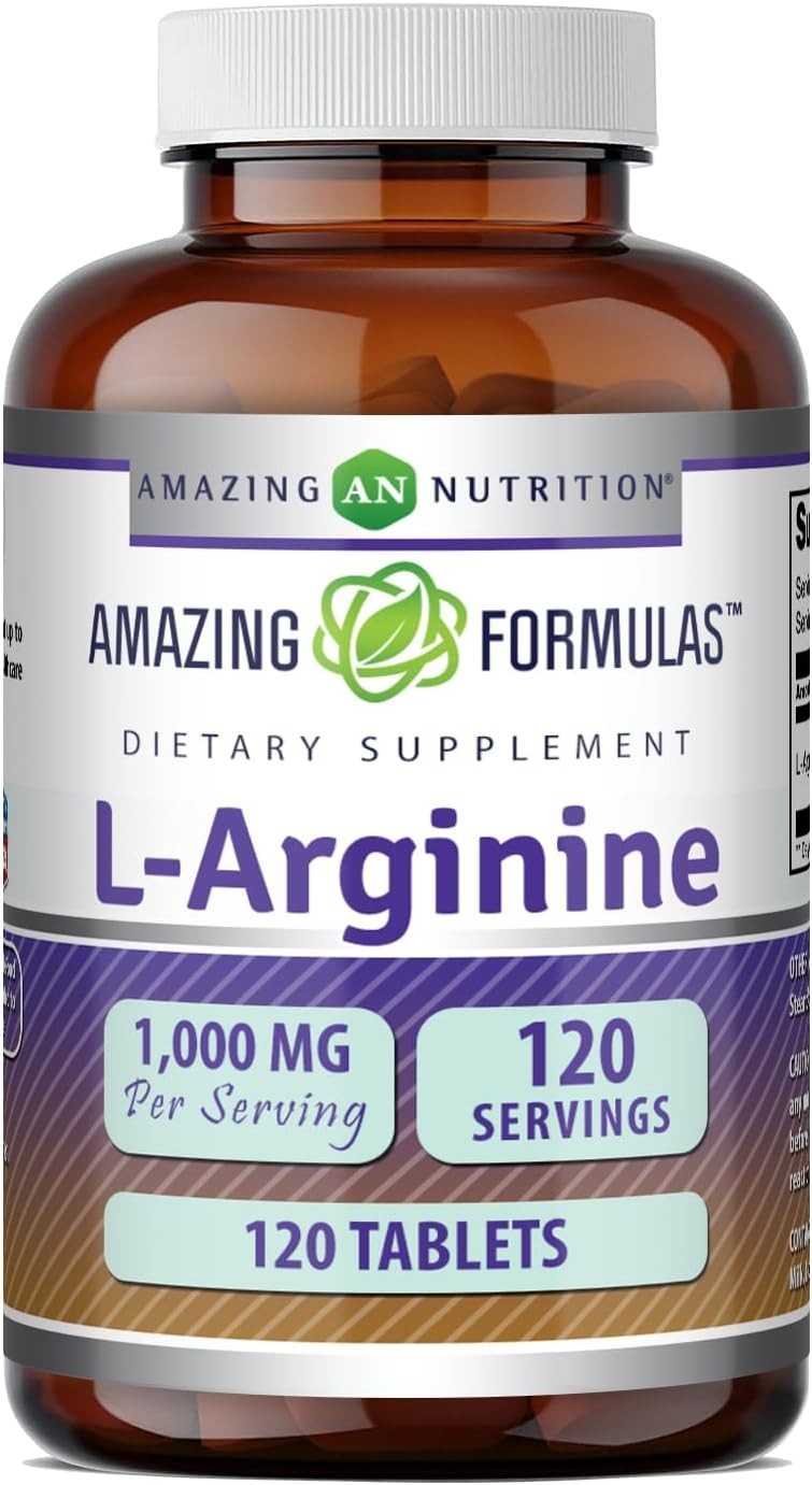 Amazing Formulas L-Arginine 1000mg 120 Tablets Amino Acid Supplement USA Non-GMO