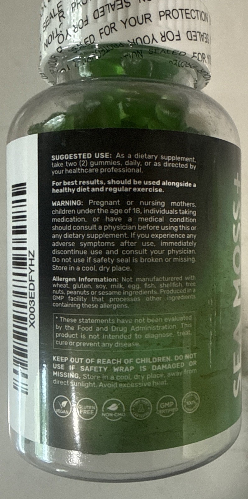 WELLNESS LABSRX Sea Moss Gummies, 3200mg Irish Sea Moss Mixed Berry Flavor