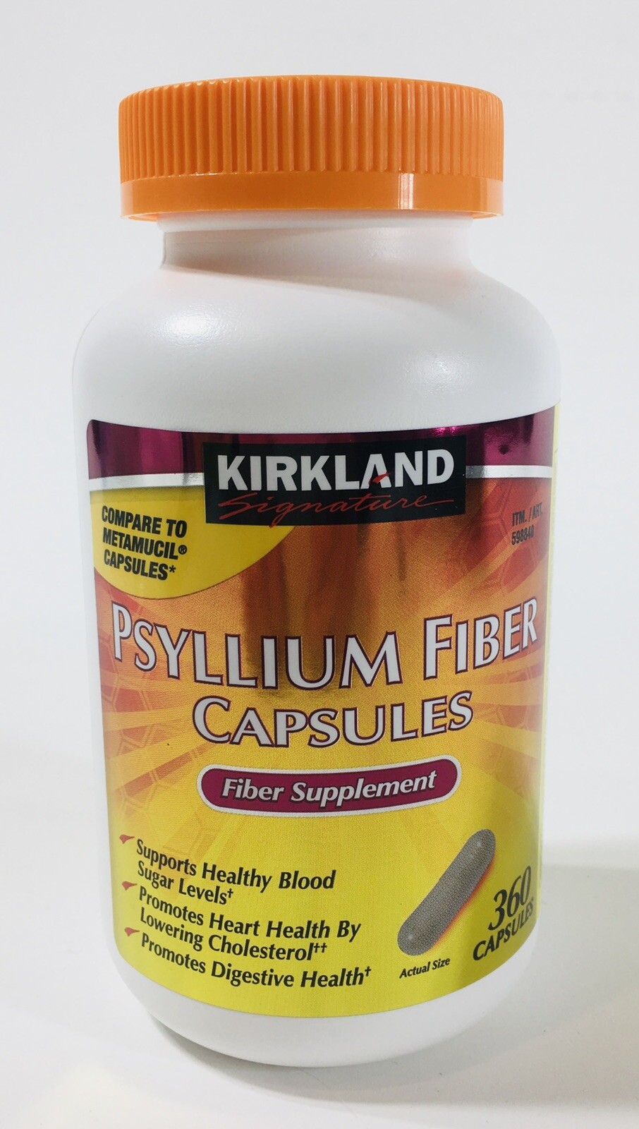 2 PACK Kirkland Signature 100% Psyllium Husk Fiber Capsules 2×360=720 Capsules