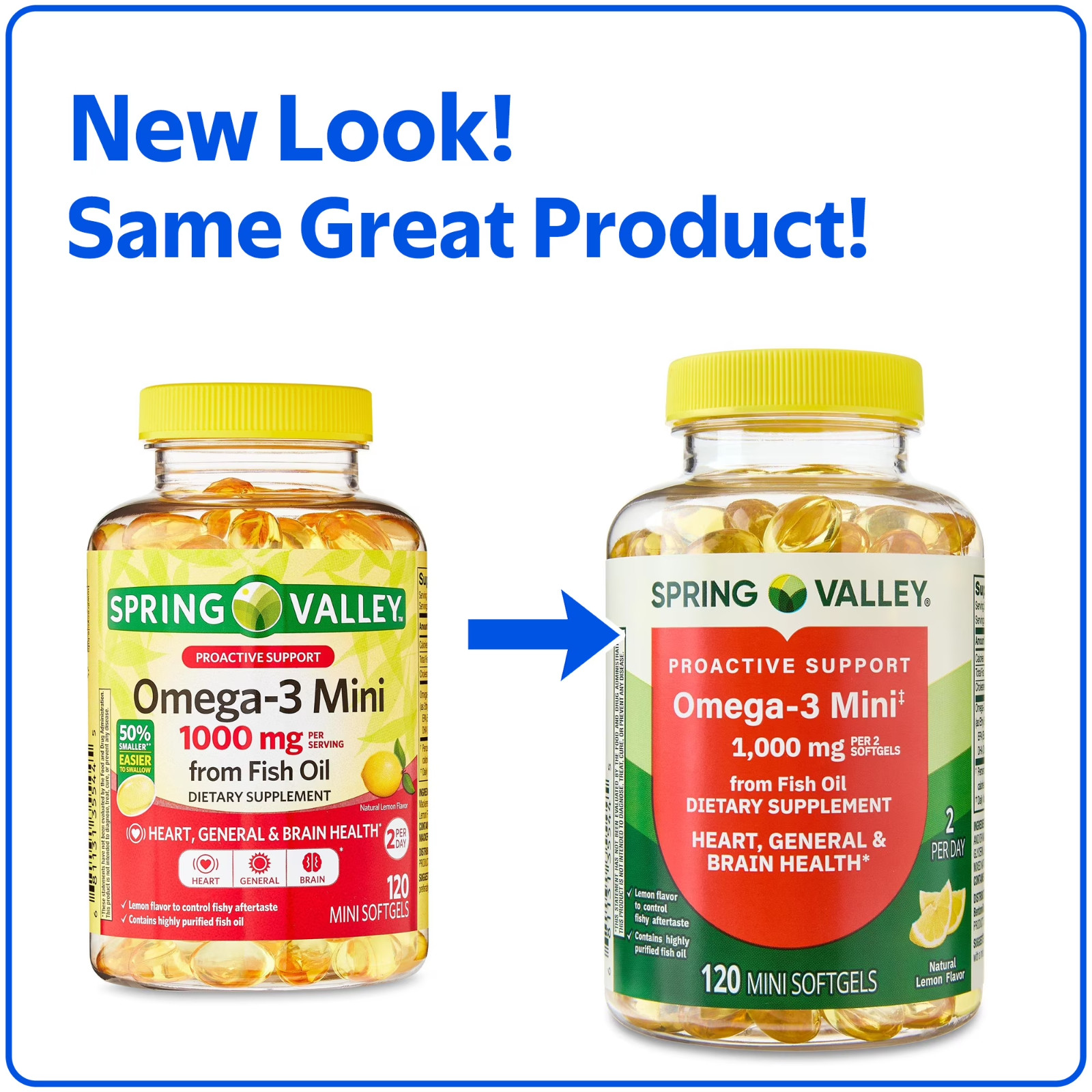 Omega-3 Mini from Fish Oil Dietary Supplement Mini Softgels, 1000 mg, 120 Count