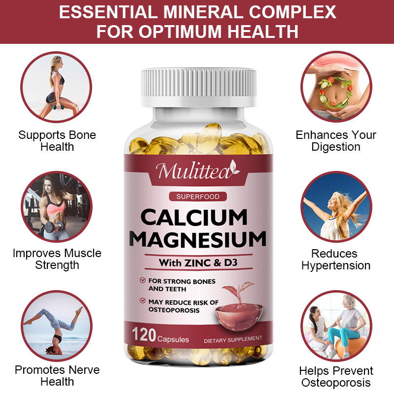 Calcium Magnesium Zinc D3 Complex Capsules Bone Muscle Immune Support 120pc