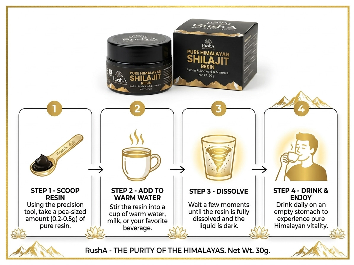 Rusha Pure Himalayan Shilajit Resin 30g | Rich in Fulvic Acid & Minerals