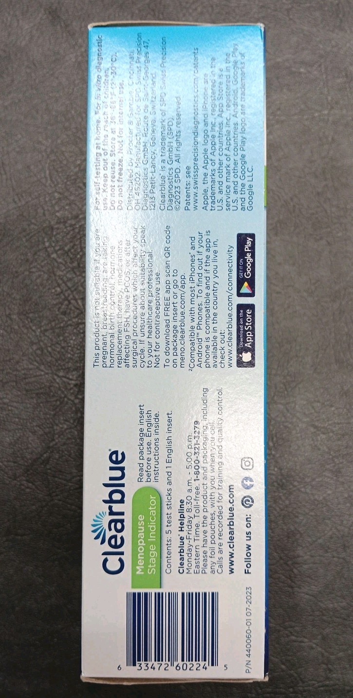 Clearblue Menopause Stage Indicator 5 Test Sticks Exp 02-2026 SEALED