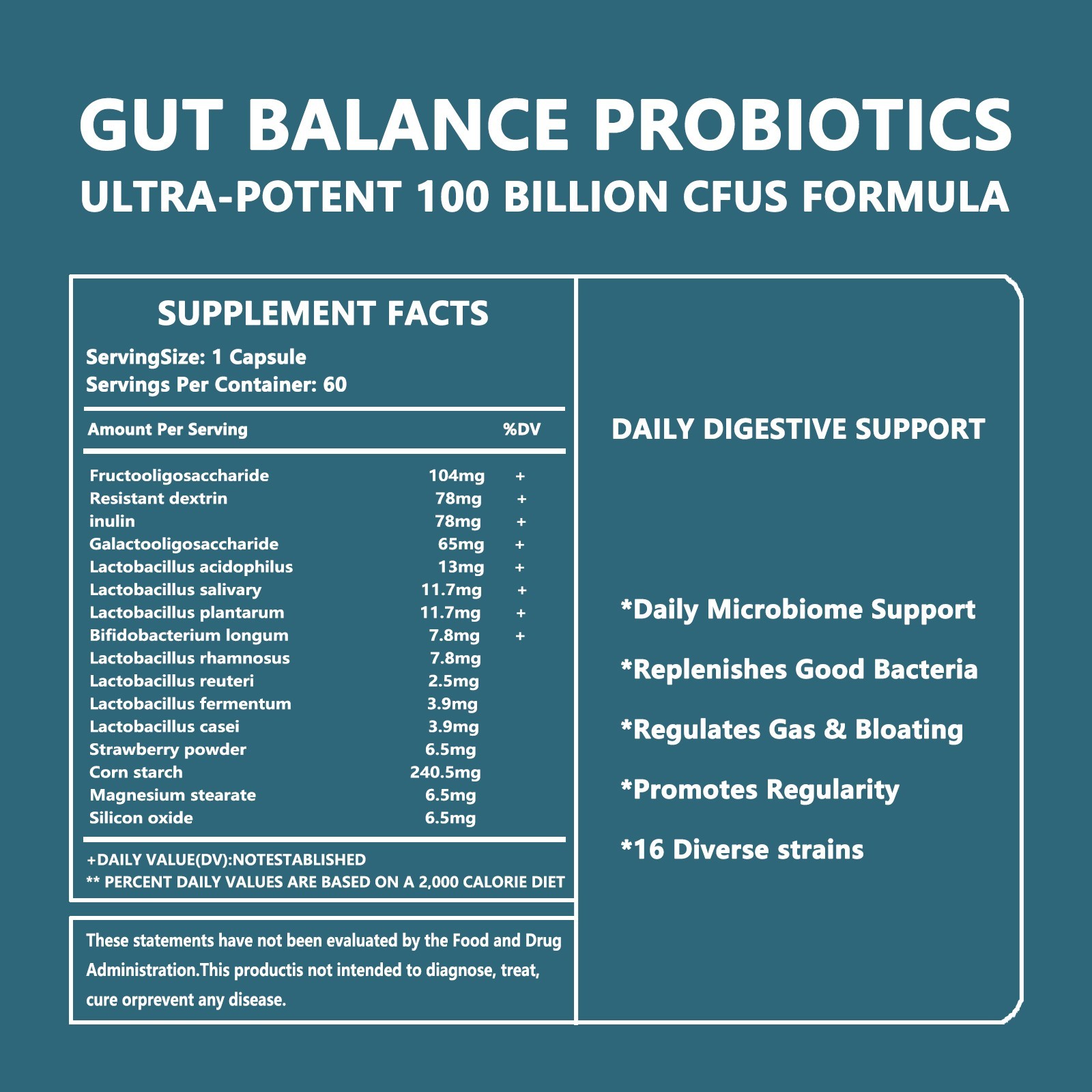 ESUNM 100 Billion Probiotics – For Digestive & Gut Health Supplement – 60ct