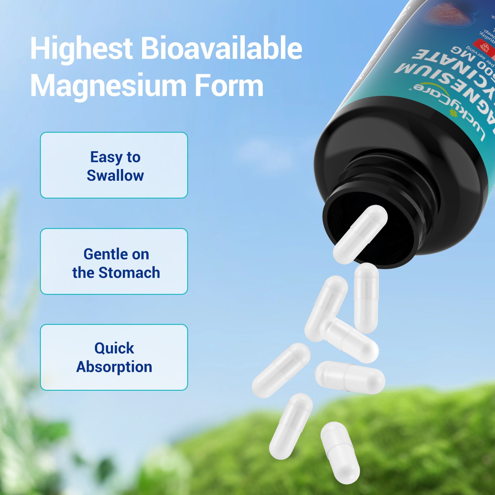 Magnesium Glycinate For Improved Sleep,Stress Anxiety Relief 500mg-60 Capsules