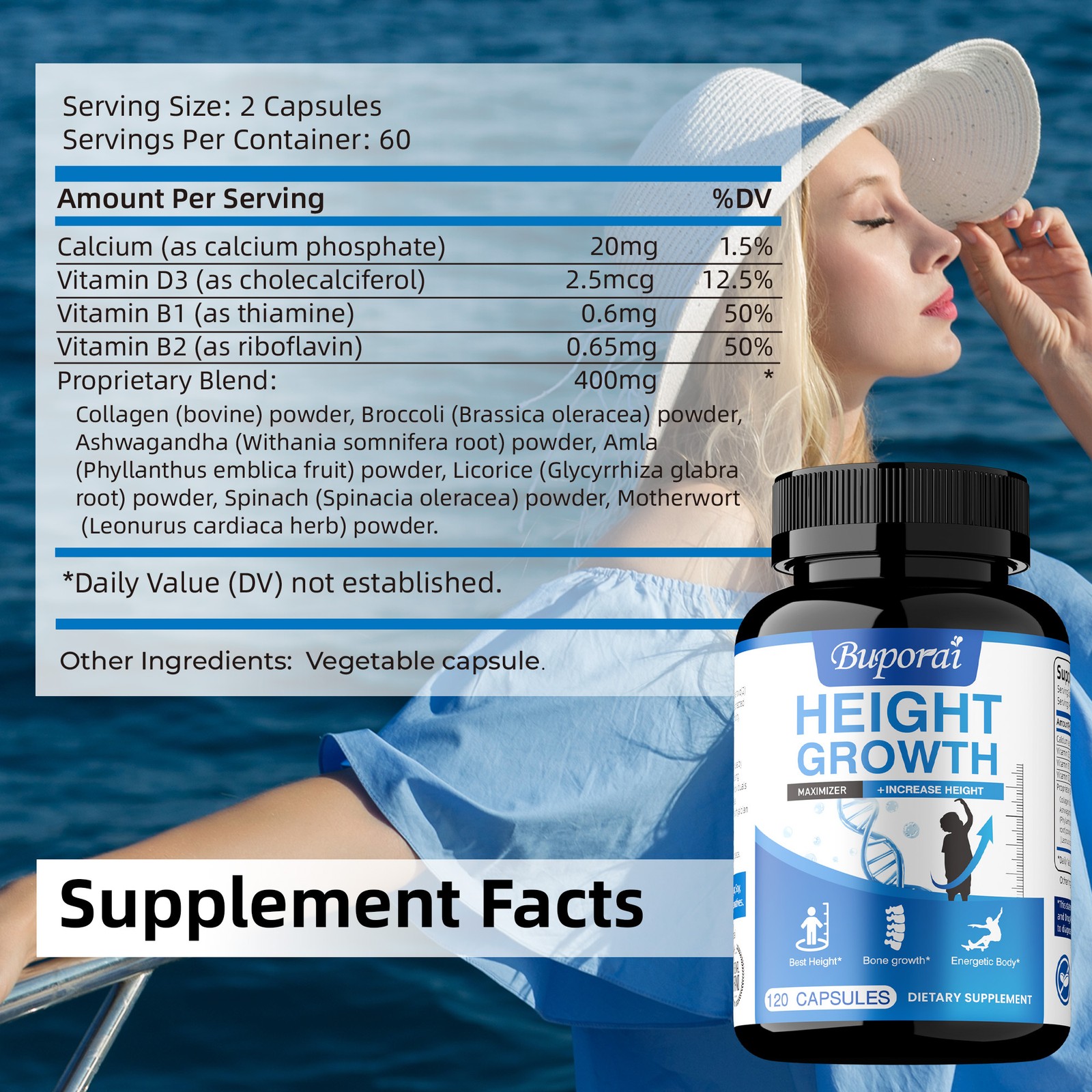Height Growth – Increase Bone Growth Adults, Teens & Kids, Calcium, Vitamin D3