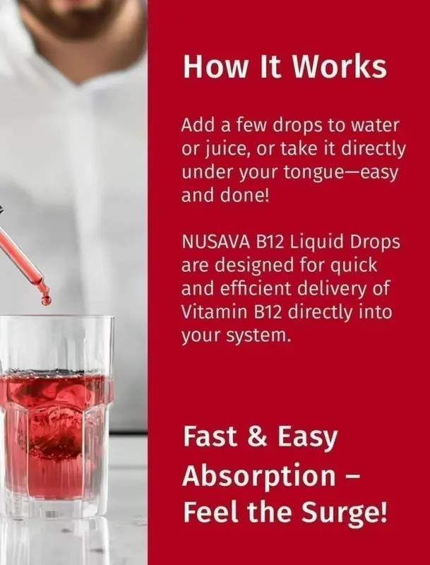 Nusava Vitamin B12+B6 Liquid Drops 5 Pack Sublingual Energv & Brain Support