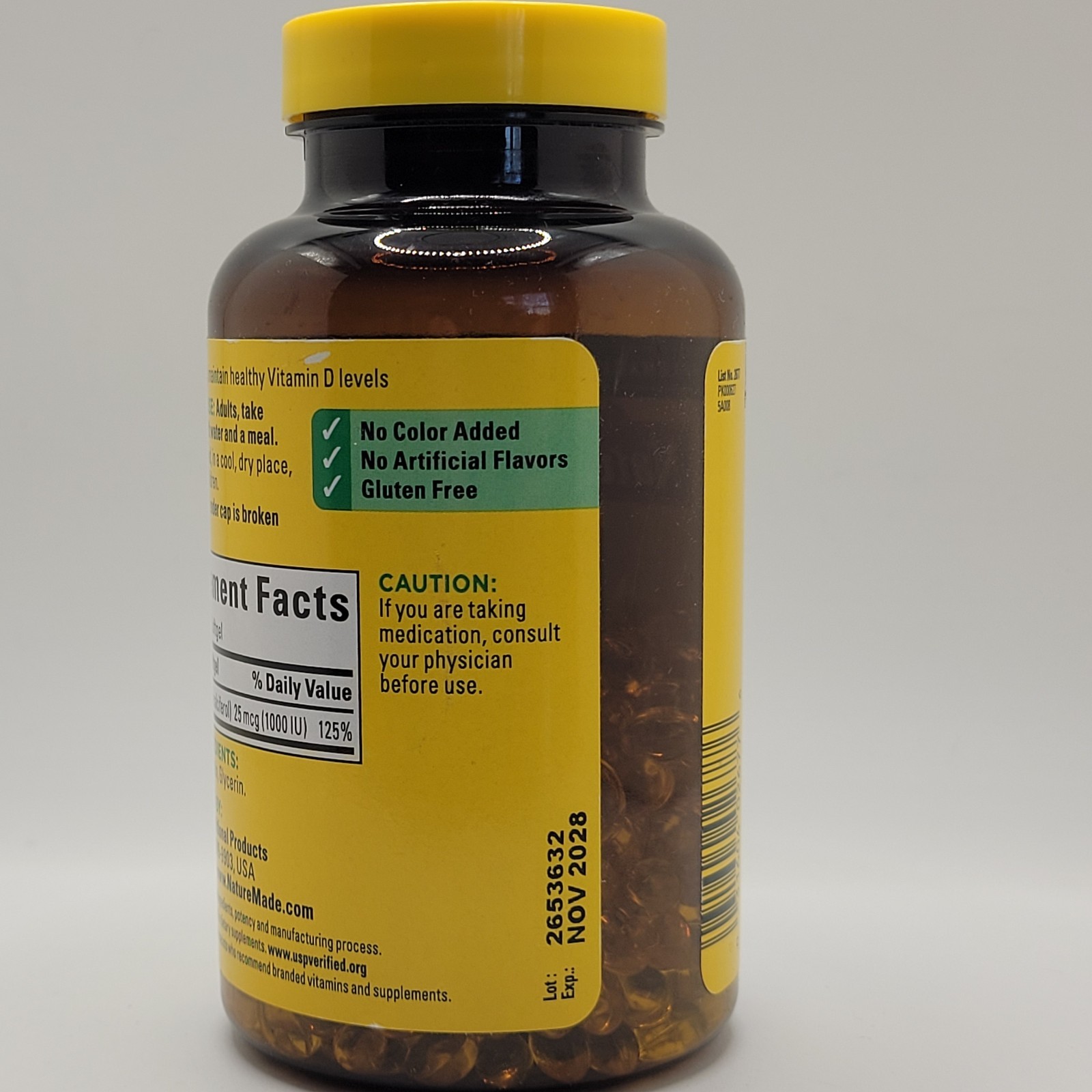 Nature Made D3 1000 IU (25 mcg) Vitamin Supplement 650 Softgels