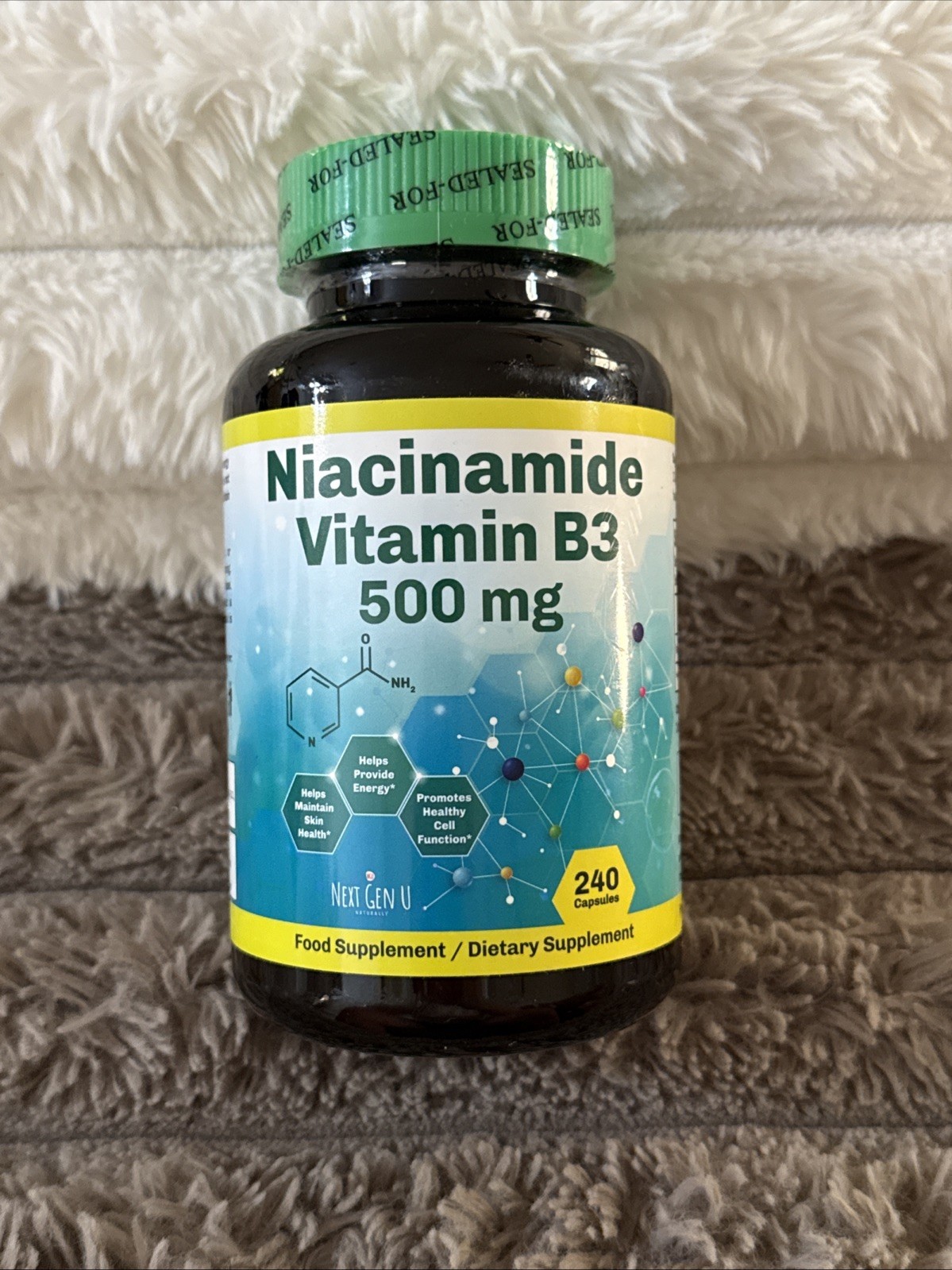 NEXT GEN U – Niacinamide (Vitamin B3) 500mg, 240 Capsules – Flush, Gluten Free