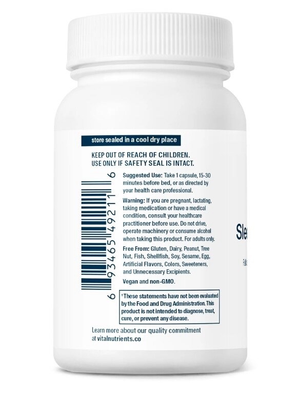 Vital Nutrients Sleep + Recover Advanced Sleep Support 90 Vegan Capsules