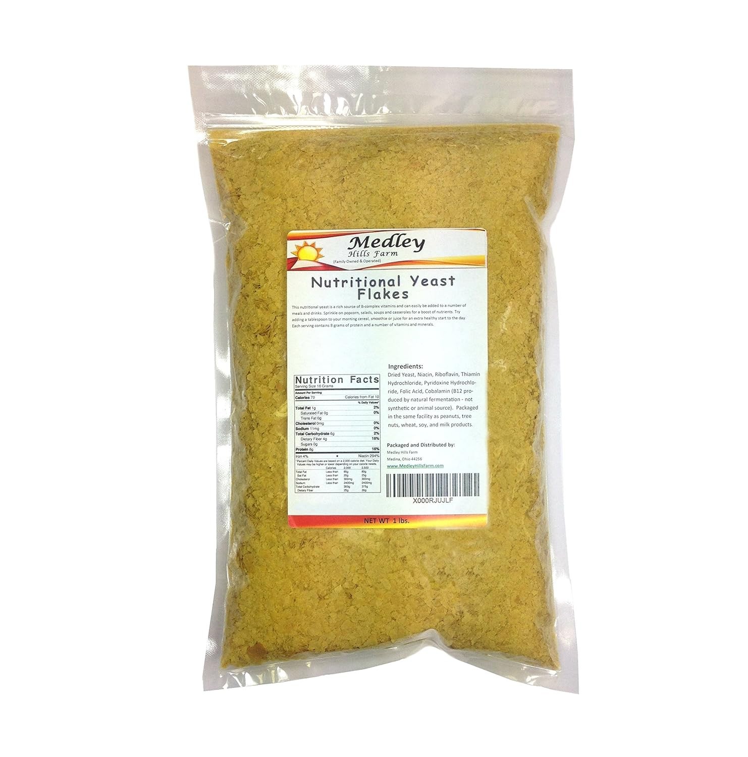 Nutritional Yeast Flakes, 1 Lb Bulk Bag – , Fortified, Kosher, Non-Irradiat