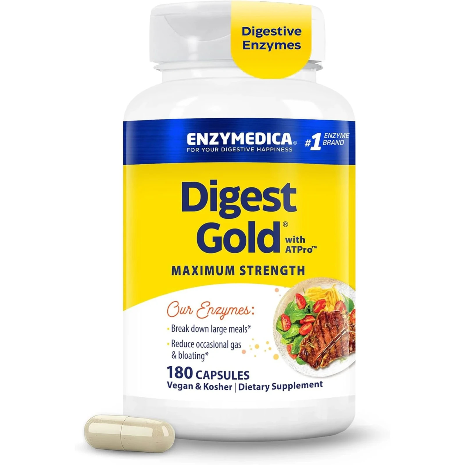 ENZYMEDICA DIGEST GOLD WITH ATPRO. 2 BOTTLES,360 CAPSULES. EXP 1/2028