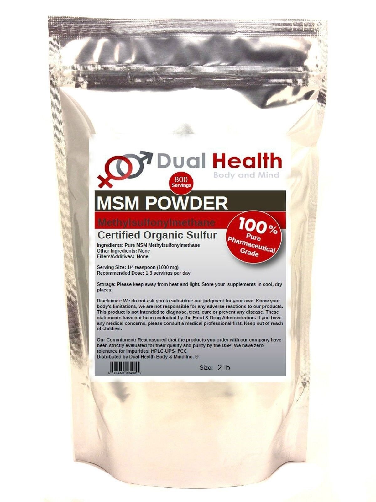 2 lb. MSM Pure Methylsulfonylmethane Powder Pain Relief Joint Arthritis Skin