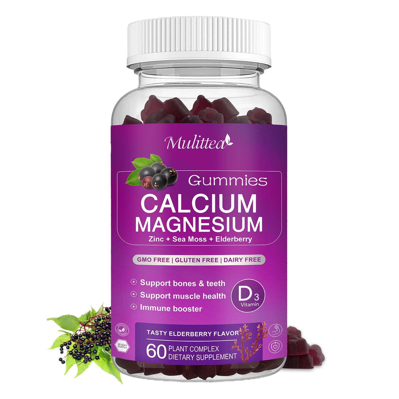 120pcs Calcium Magnesium Zinc D3 Gummy for Muscle,Bone,Calm,Mood,Sleep Support