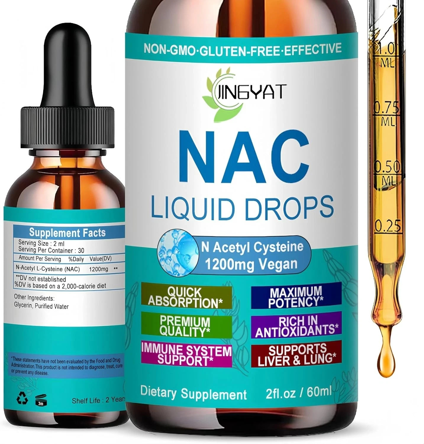 NAC Supplement N-Acetyl Cysteine | High Absorption 2 Fl Oz (Pack of 1)