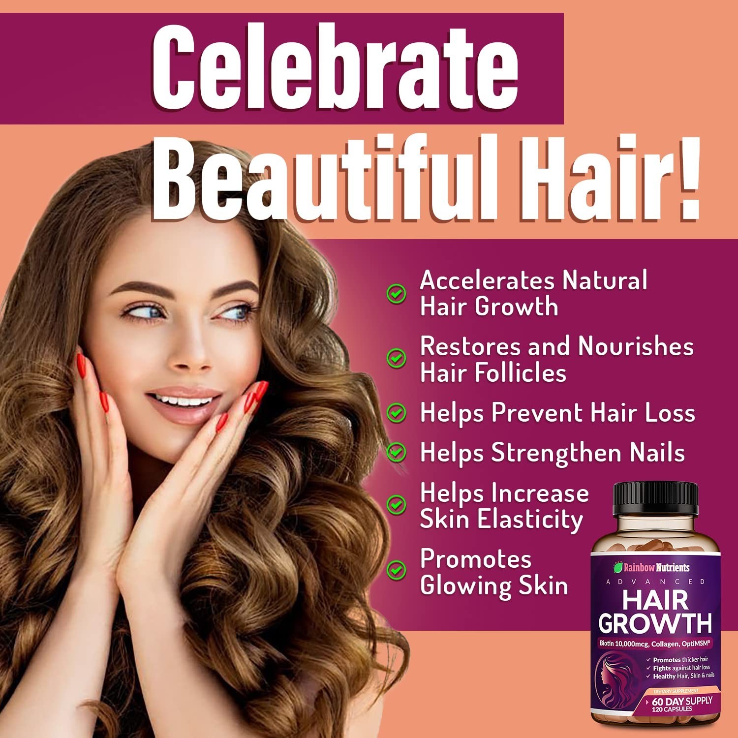 (2 Pack) Hair Growth Vitamins for Women | Biotin 10,000mcg, Collagen, Patente…