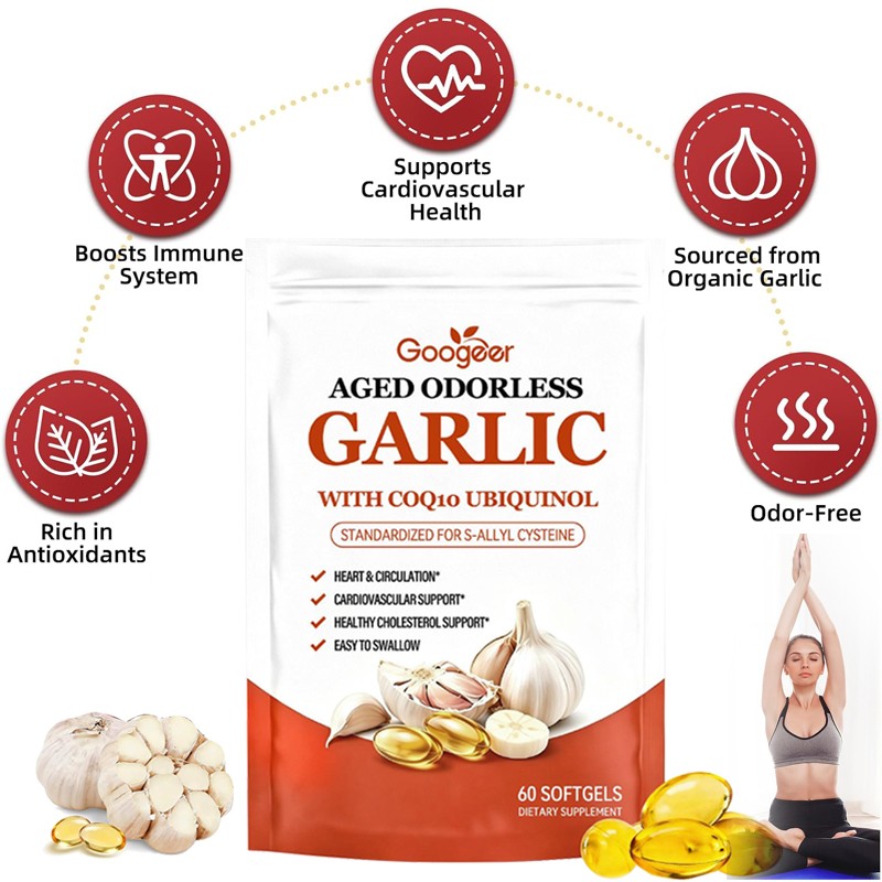Odorless Aged-Resilia Garlic Extract 600mg Softgels (60 Count) including CoQ1*