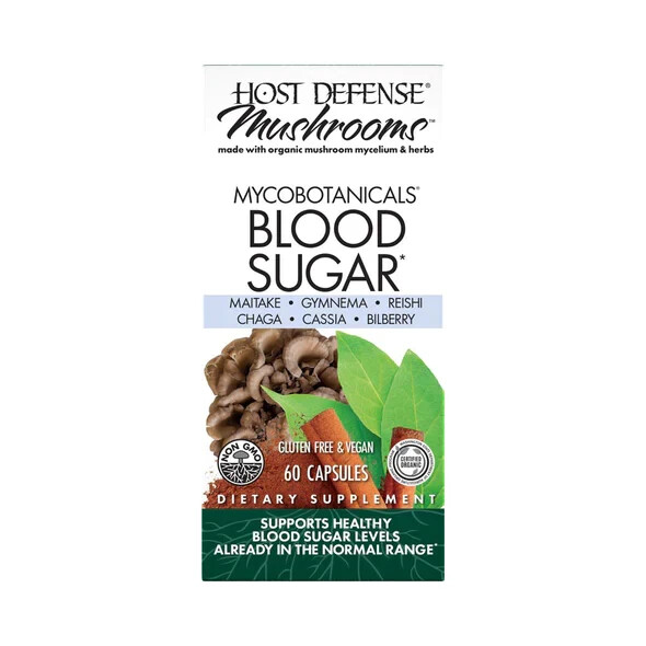 Host Defense MycoBotanicals Blood Sugar 60 Veg Caps Organic Fungi Perfecti