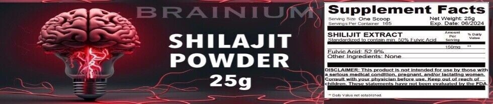 BRAINIUM – Shilajit Extract 25g – 52% Fulvic Acid – High Quality