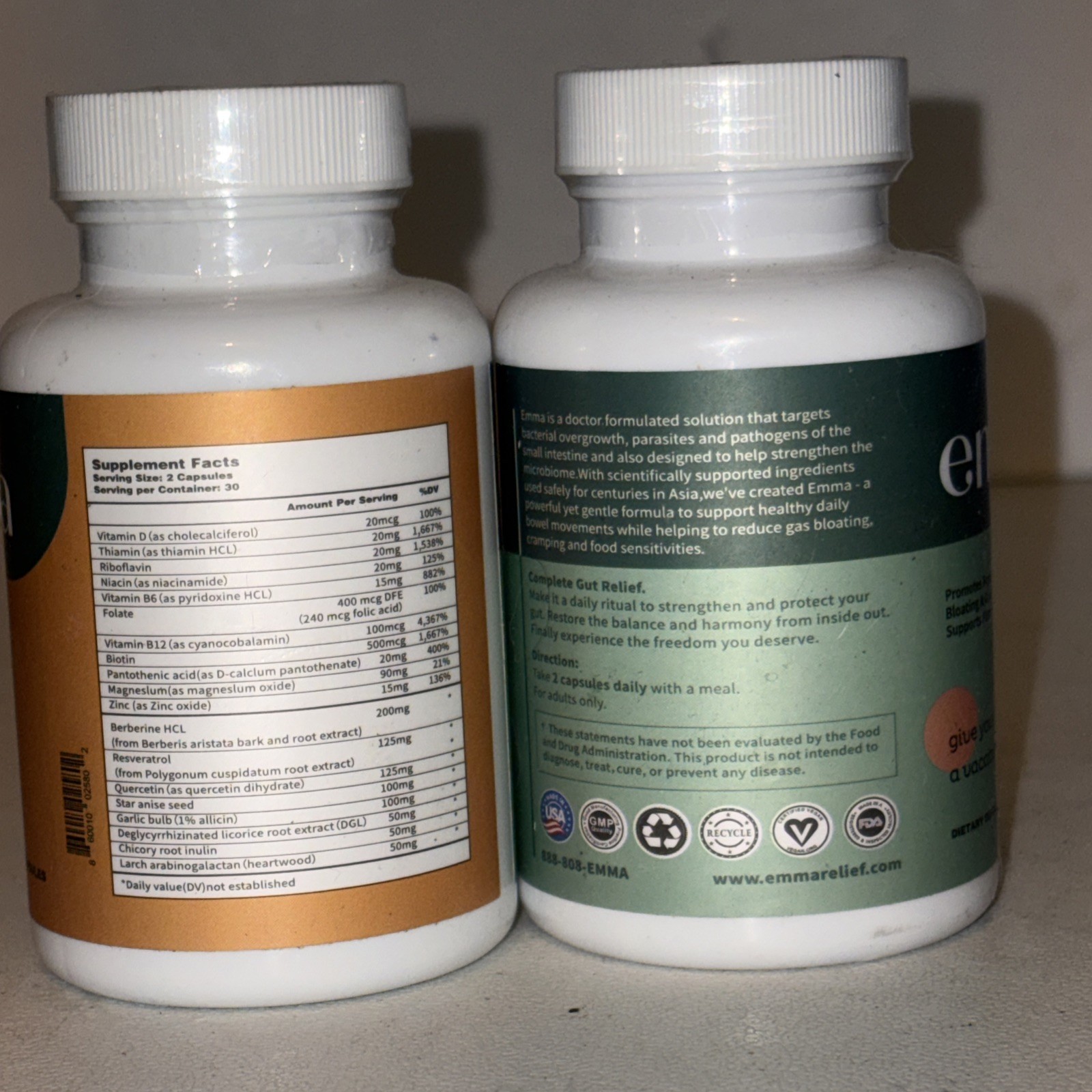Two PK Emma Relief Supplement KETO For Gut Bloating 60ct Exp 12/26