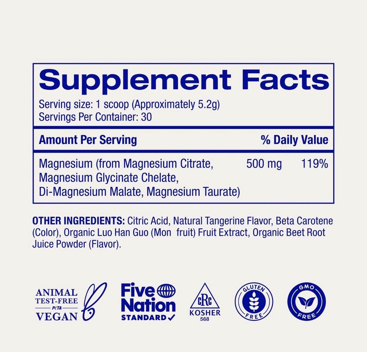 Magnesium Complex Powder Glycinate Taurate Malate Citrate Sleep Calm 30 Serv