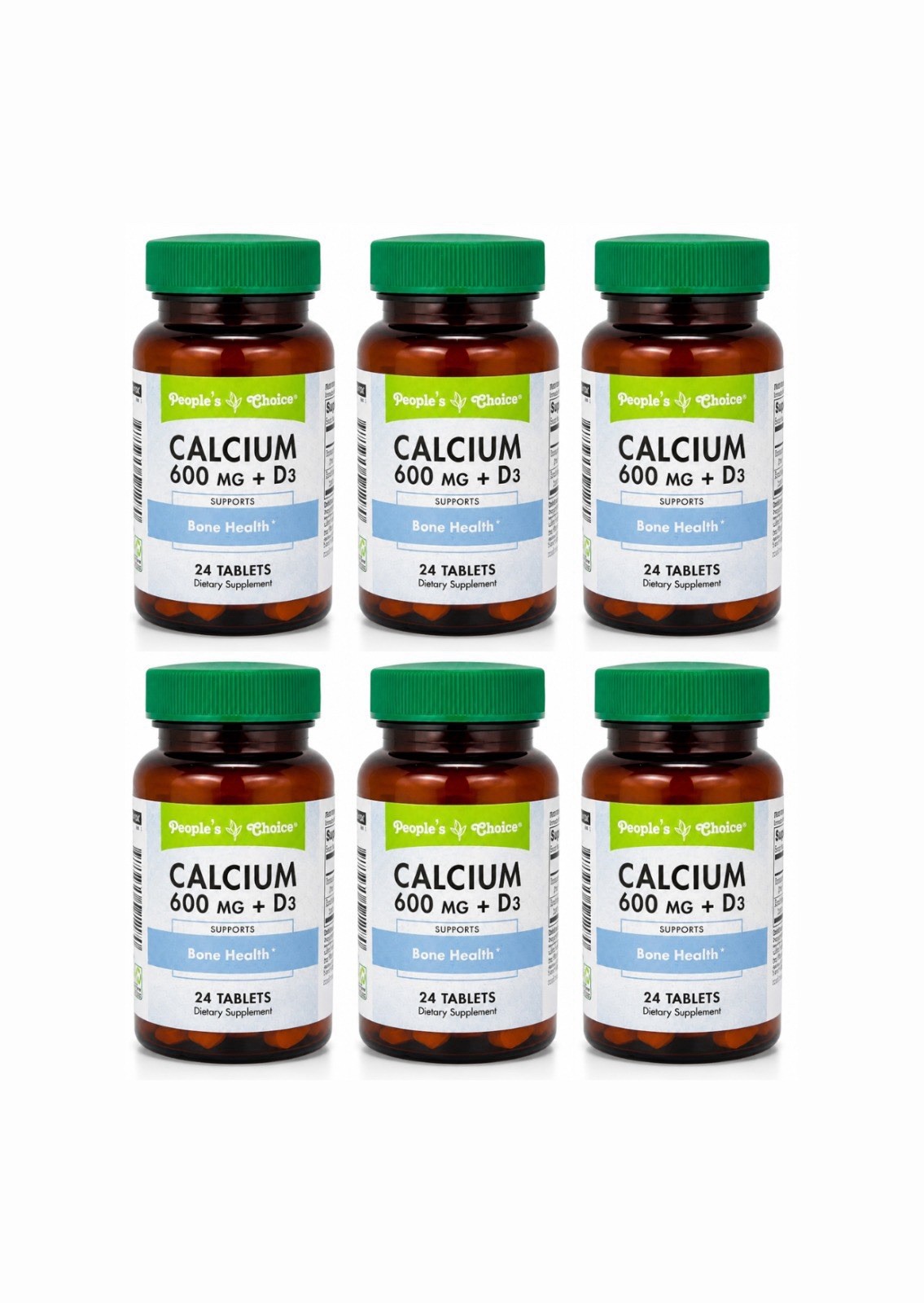People’s Choice Calcium 600mg + D3 24 Tablets 6 Pack Bone Health Support