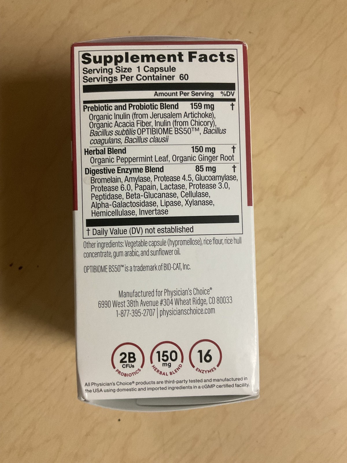 Physician’s Choice Digestive Enzyme Blend Pre + Probiotics 60 Capsules 5/2027