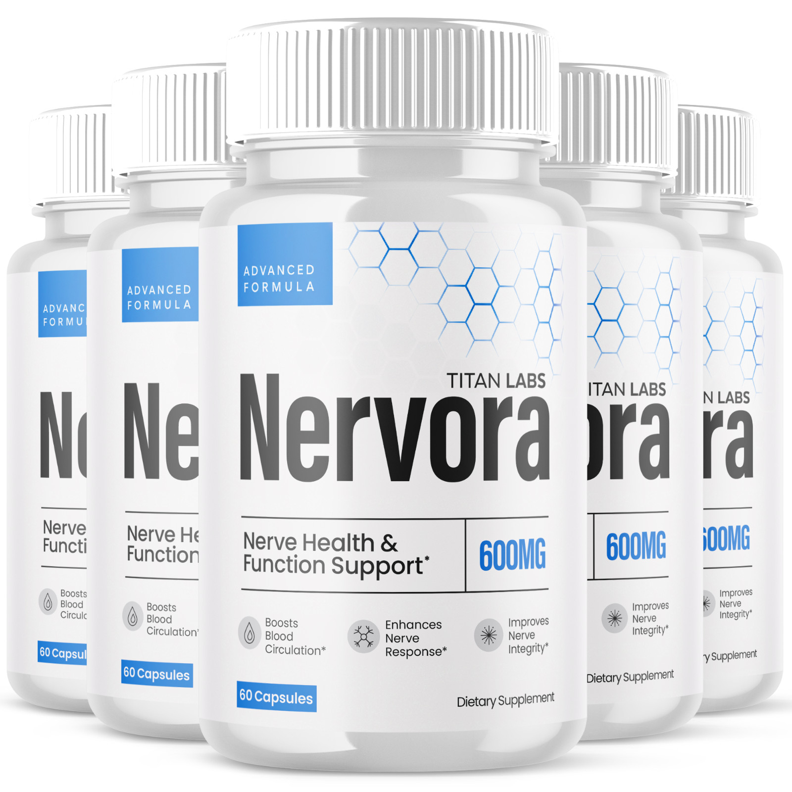 (5 Pack) Nervora Nootropic Natural Brain Support Supplement Nerv Ora 300 Capsule