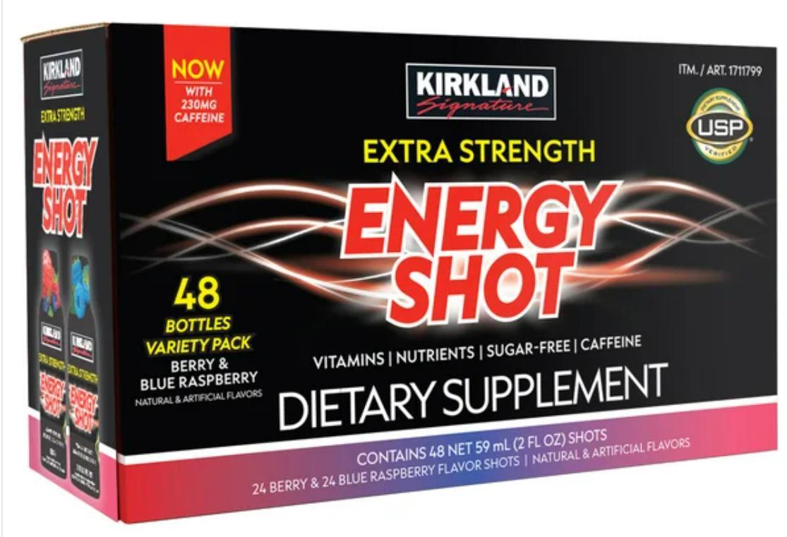 Kirkland Energy Shot berry, Pomeganate & Grape (Pack Of 48)