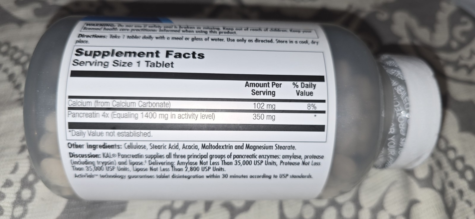 Kal Pancreatin 350mg – 500 Tablets -Digestive, Amylase, Protease Lipase Enzymes