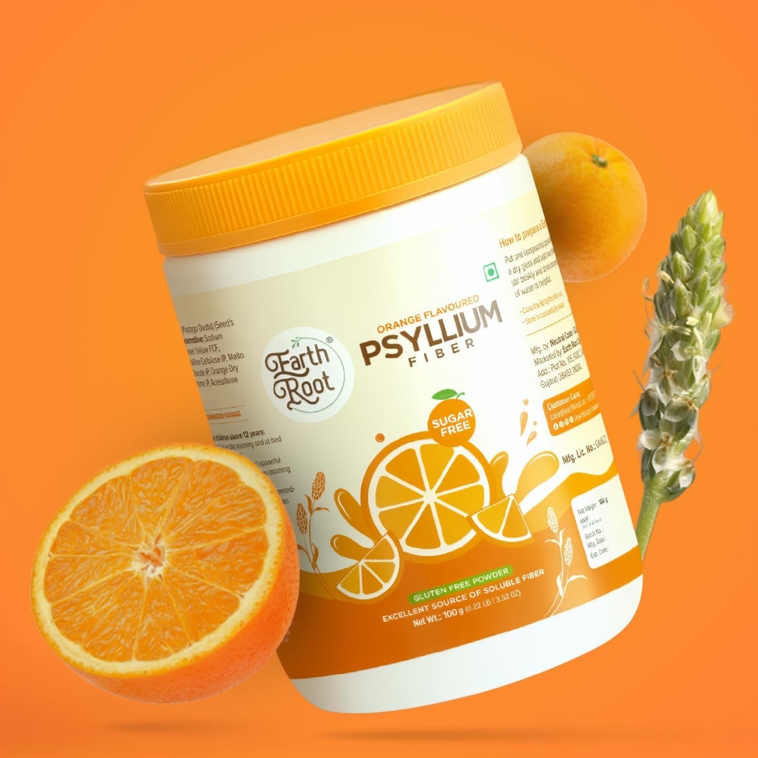 Delicious Orange Psyllium Husk Powder – & Non-GMO Fiber Supplement 100g