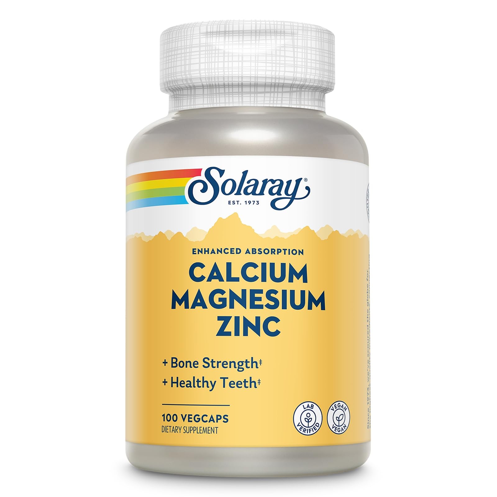 SOLARAY Calcium Magnesium Zinc Supplement – 100 Count (Pack of 1), No Color