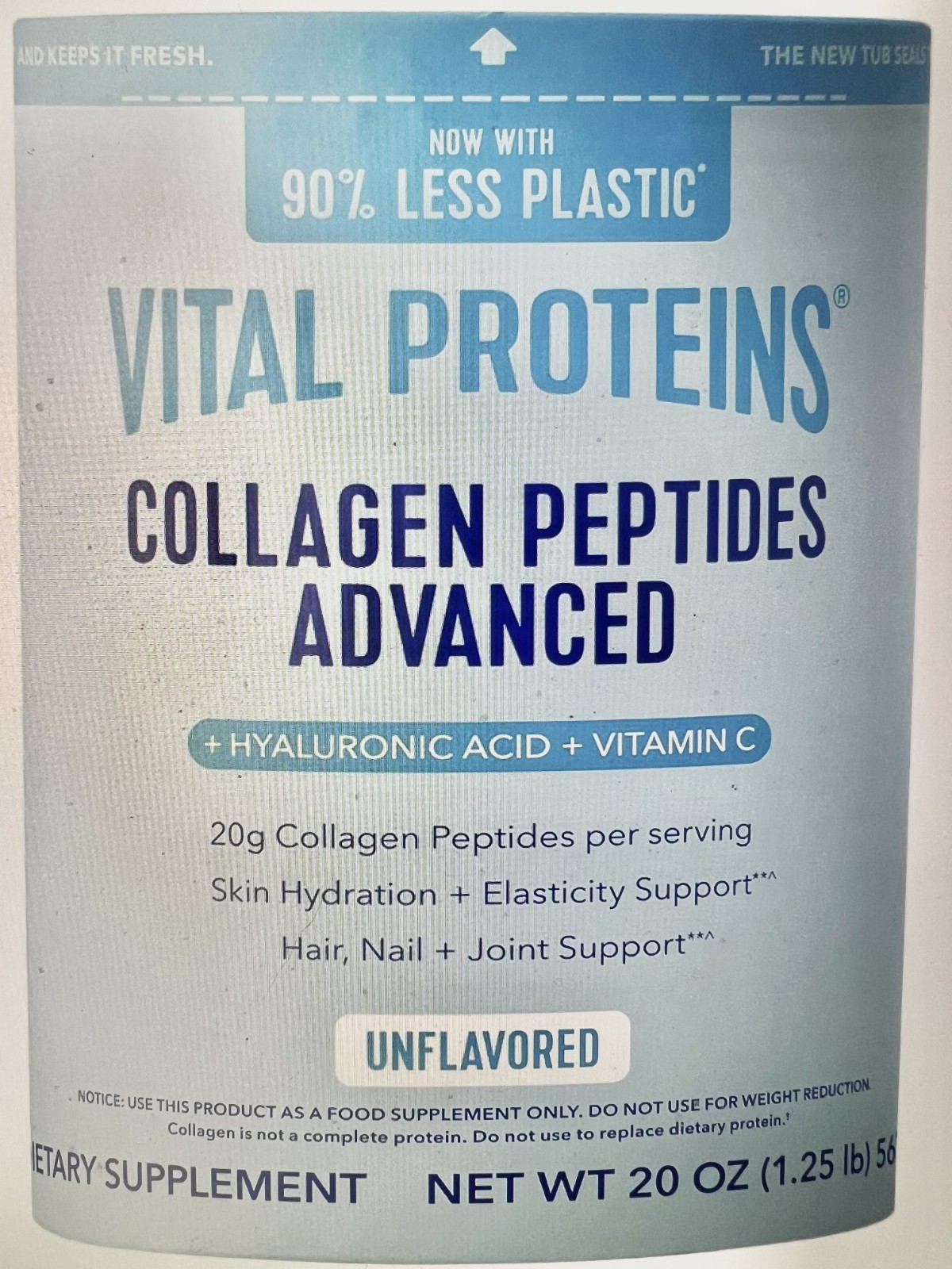 Vital Proteins Collagen Peptides Powder Hyaluronic Acid & Vitamin 27 serving