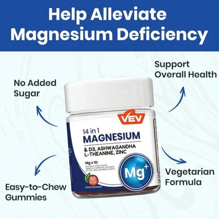 VEV 14-In-1 Magnesium Gummies – With Ashwagandha, L-Theanine, Vitamin D3 & Zinc