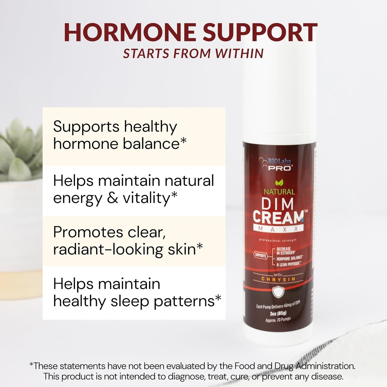 BIOLABS PRO DIM Cream Maxx with Chrysin, Natural and Doctor Formulated, Supports