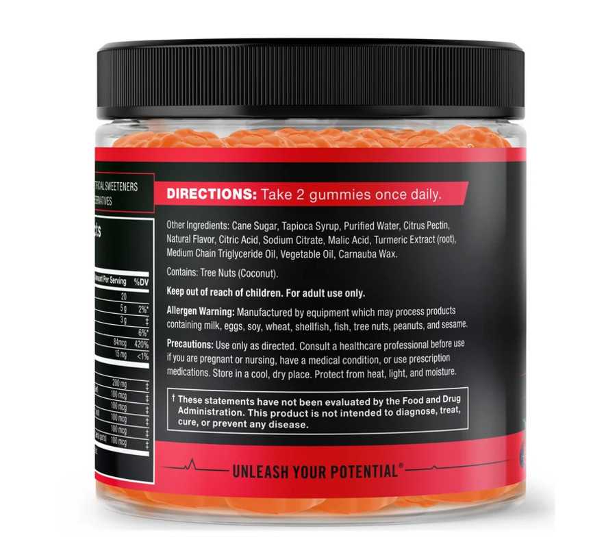 Force Factor Test X180 Gummies Testosterone Booster, 60 Gummies