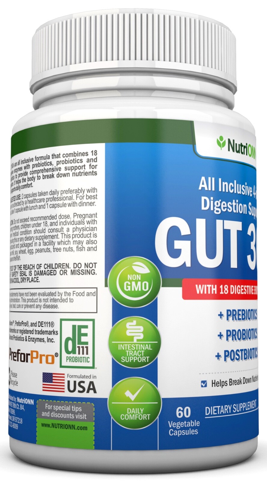 GUT 360 – Probiotics, Prebiotics & Postbiotics with Digestive Enzymes
