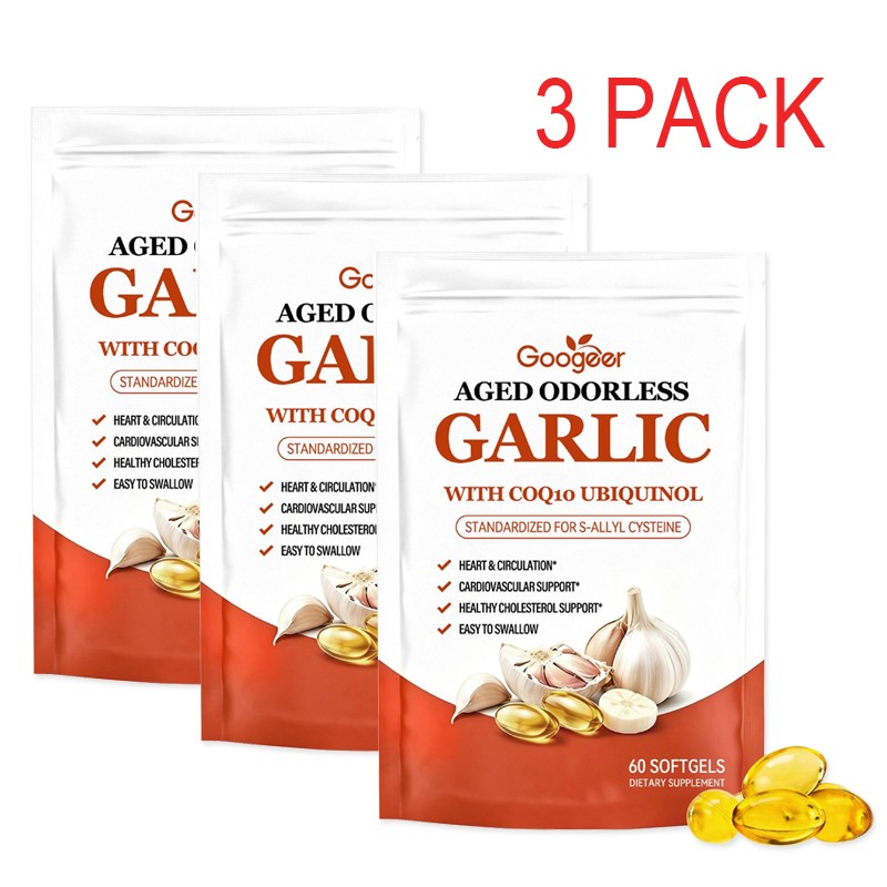 5x Odorless Age-Resilient Aged Garlic 600 mg Softgels (60 Count) with CoQ1* USA