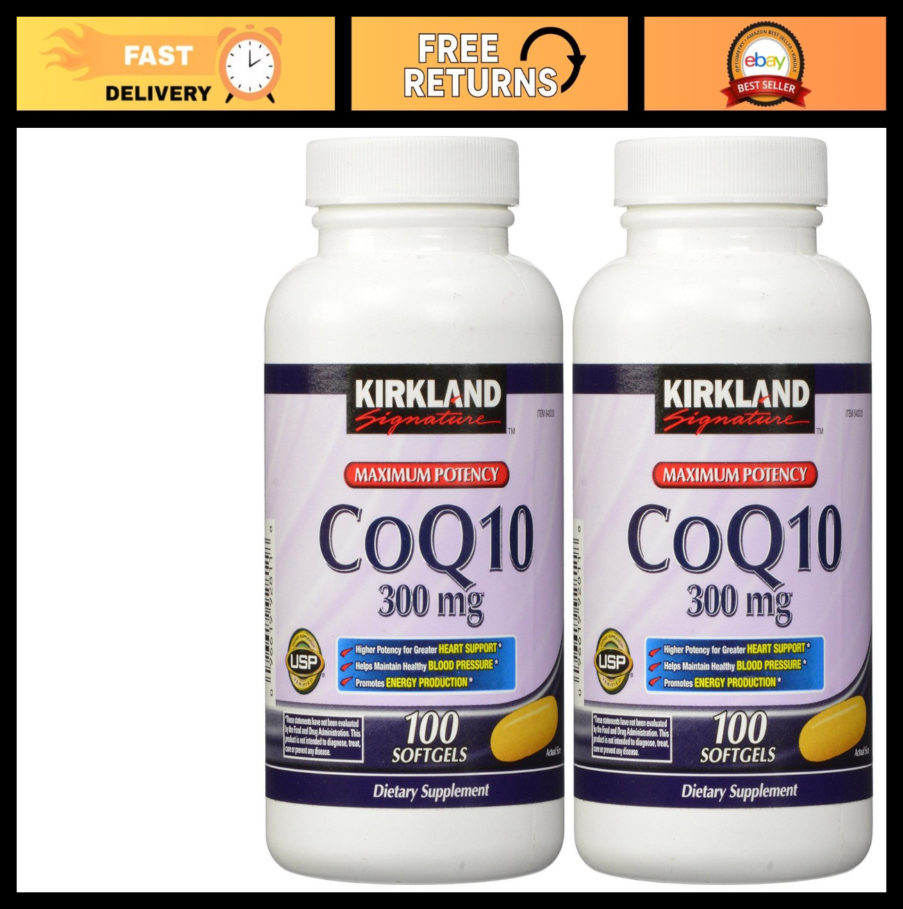 CoQ10 300mg Softgels – 100 Count, Pack of 2, Antioxidant Support, Heart Health