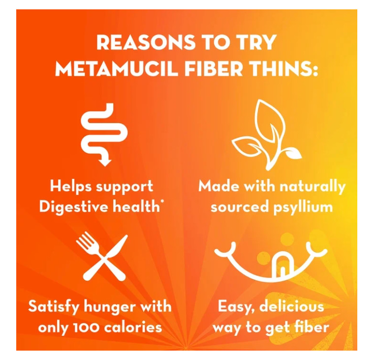 Metamucil Fiber Thins Chocolate 2 Pack 24ct Psyllium Fiber Snack