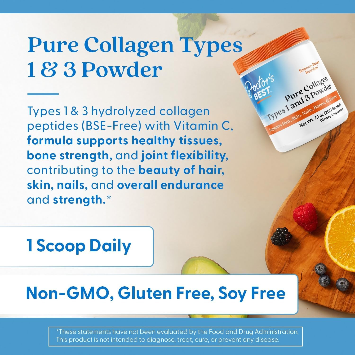 Doctor’s Best Pure Collagen Types 1 & 3, Promotes 7.1 Ounce (Pack of 1)