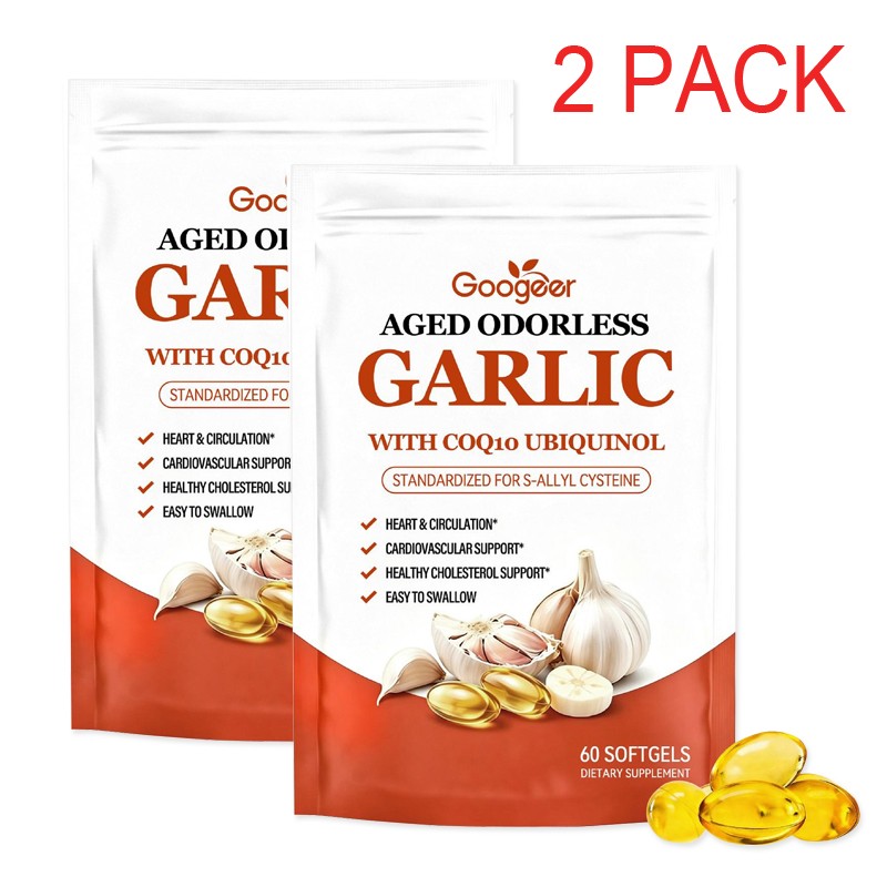 5x Odorless Age-Resilient Aged Garlic 600 mg Softgels (60 Count) with CoQ1* USA