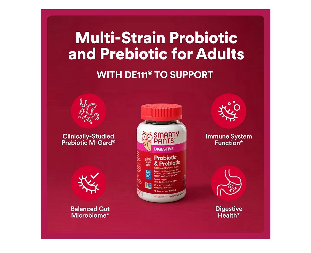 Delicious Grape Probiotic & Prebiotic Gummies – 6 Billion CFU Digestive Health!