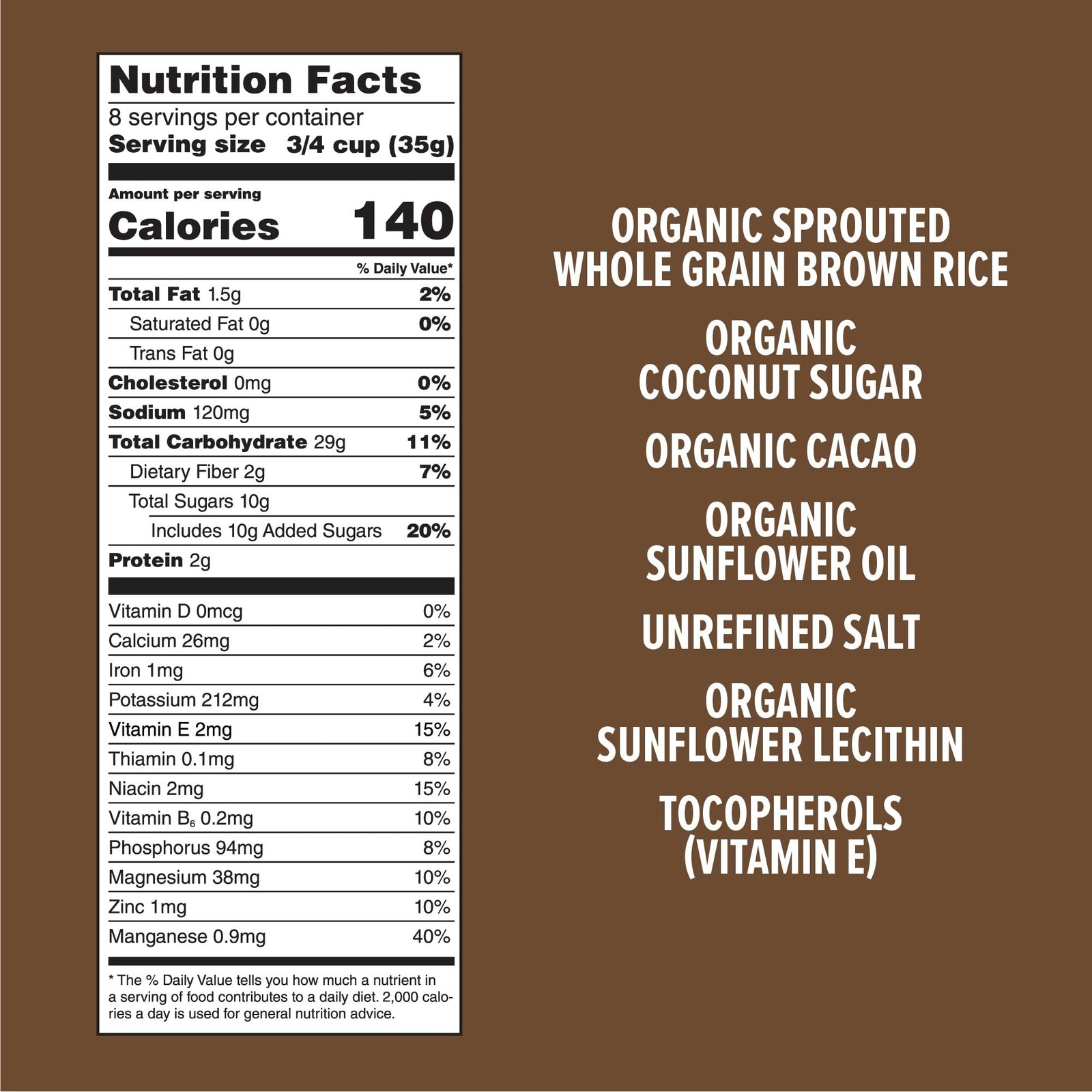 One Degree Organic Foods Sprouted Brown Rice Cacao 10 Ounce (Pack of 6)