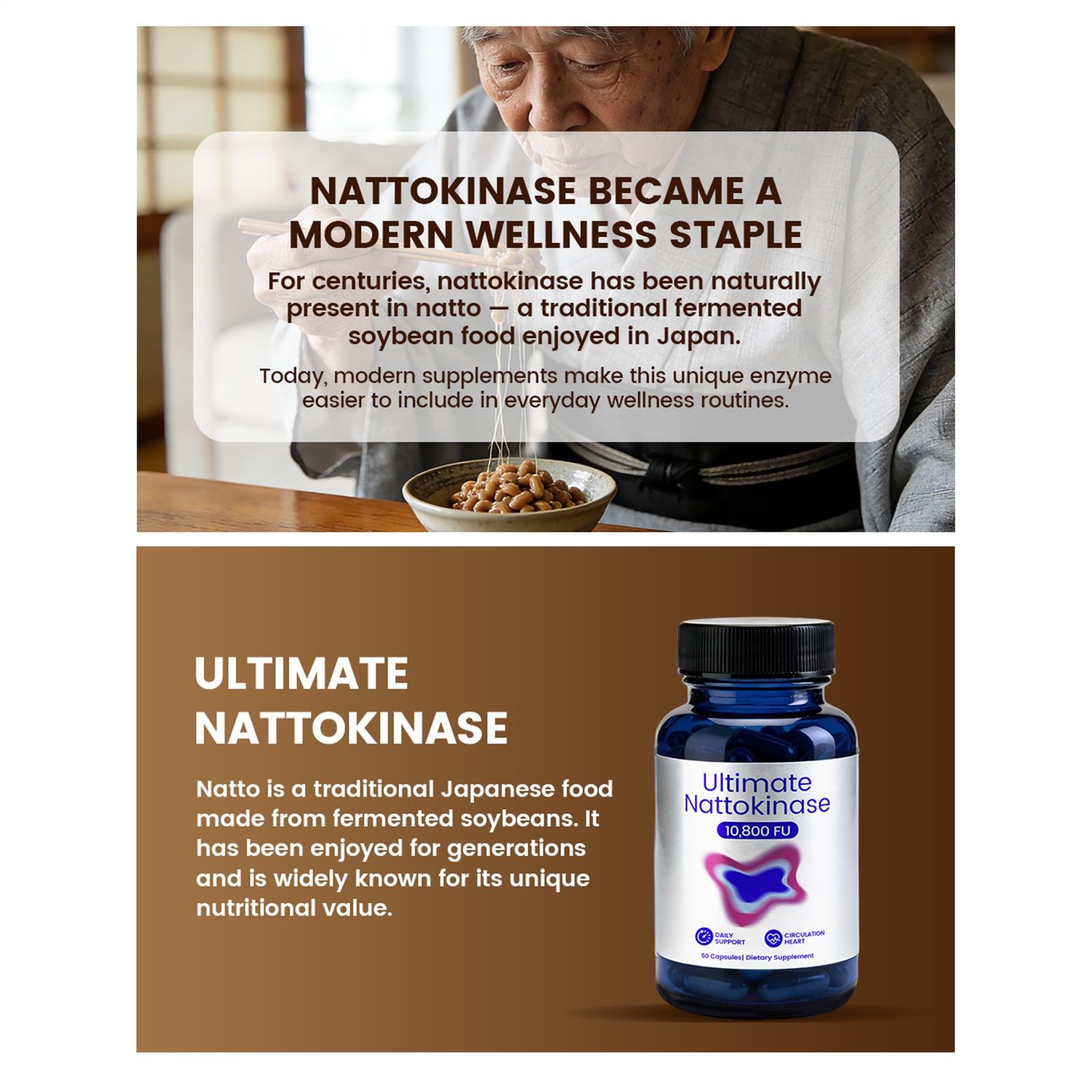 Nattokinase Ultimate Supplement with 10 , 800 FU of Nattokinase , Natural Suppor